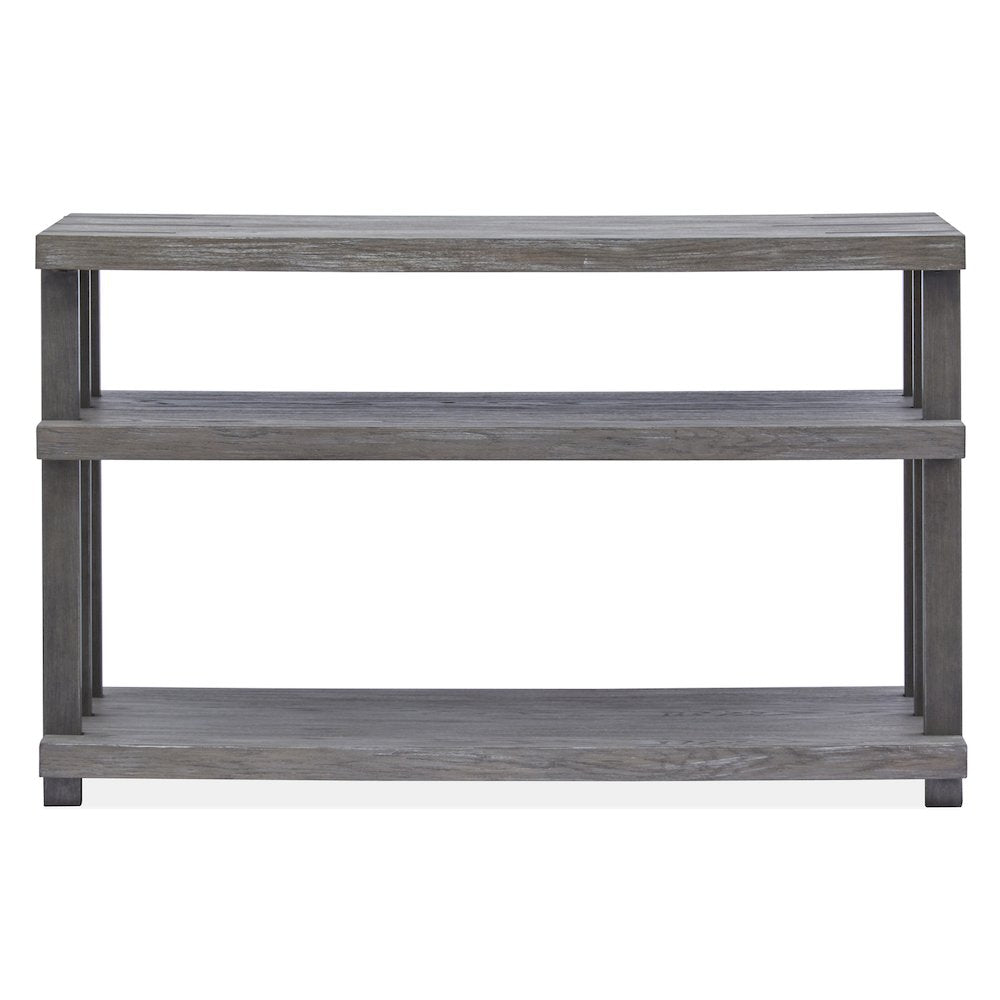 Eldridge Weathered Gravel And Satin Bronze Rectangular Sofa Table