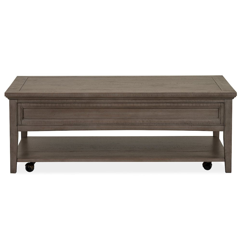 Paxton Place Dovetail Grey Rectangular Cocktail Table With Casters