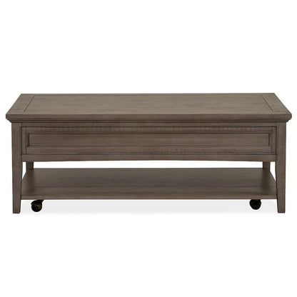 Paxton Place Dovetail Grey Rectangular Cocktail Table With Casters