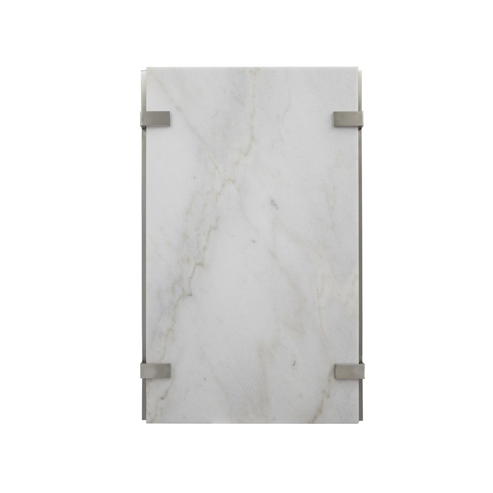 Pearl White And Roasted Almond And Brushed Platinum Rectangular Cocktail Table