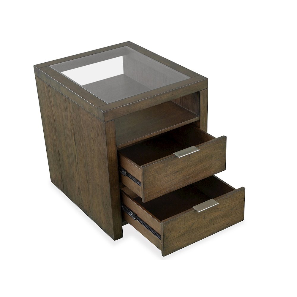 Merrick Homestead Brown And Clear Glass Rectangular End Table