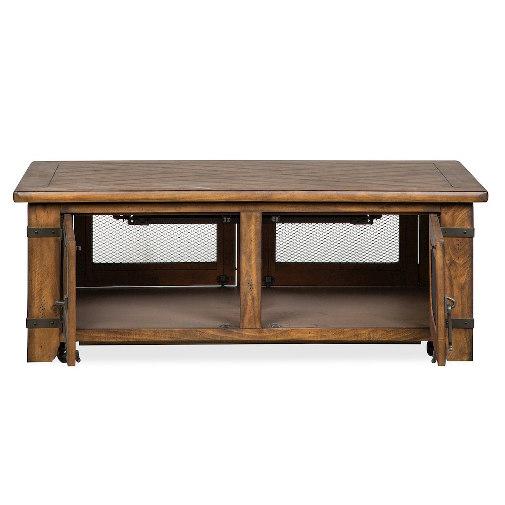 Chesterfield Farmhouse Timber Lift Top Storage Cocktail Table With Casters