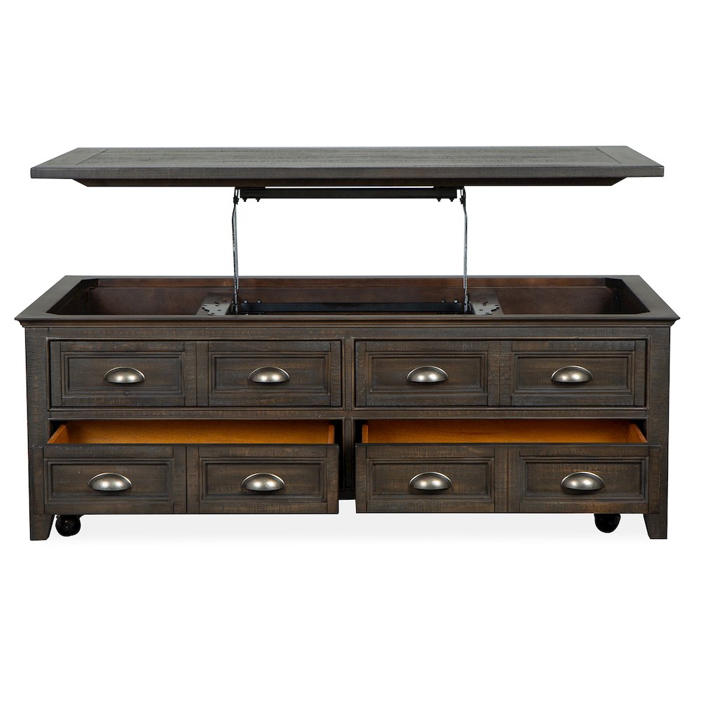 Westley Falls Graphite Lift Top Storage Cocktail Table With Casters