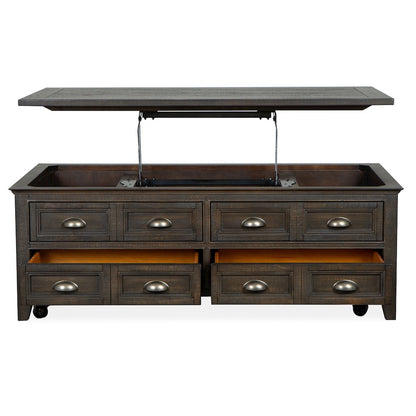 Westley Falls Graphite Lift Top Storage Cocktail Table With Casters