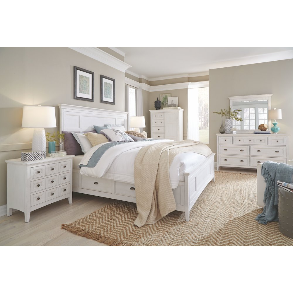 Heron Cove Chalk White And Dovetail Grey Queen Panel Storage Bed