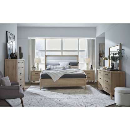 Somerset Butternut California King Upholstered Panel Bed