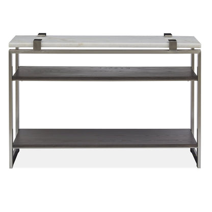 Pearl White And Roasted Almond And Brushed Platinum Rectangular Sofa Table