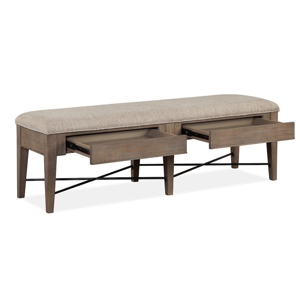 Paxton Place Dovetail Grey Upholstered Bench
