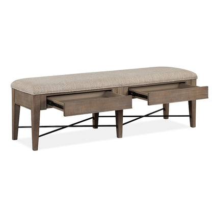 Paxton Place Dovetail Grey Upholstered Bench