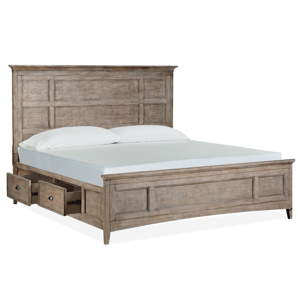 Paxton Place Dovetail Grey Queen Panel Storage Bed