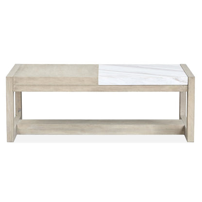 Preston Gallery Buff And Antique Silver Rectangular Cocktail Table