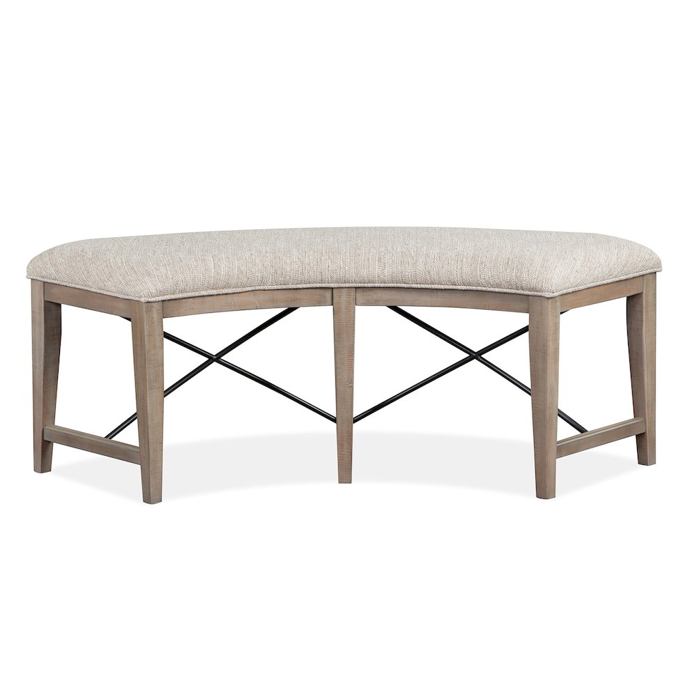 Paxton Place Dovetail Grey Upholstered Curved Bench