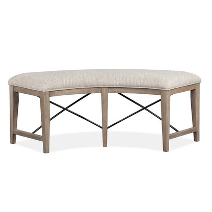 Paxton Place Dovetail Grey Upholstered Curved Bench