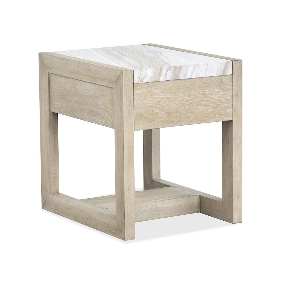 Preston Gallery Buff And Antique Silver Rectangular End Table