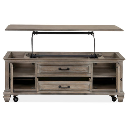 Lancaster Dovetail Grey Lift Top Storage Cocktail Table With Casters