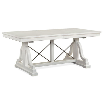 Heron Cove Chalk White And Dovetail Grey Extendable Trestle Dining Table
