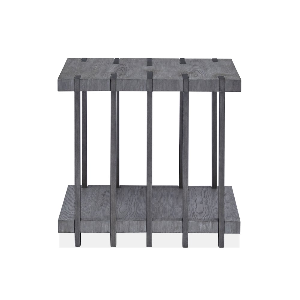 Eldridge Weathered Gravel And Satin Bronze Rectangular End Table
