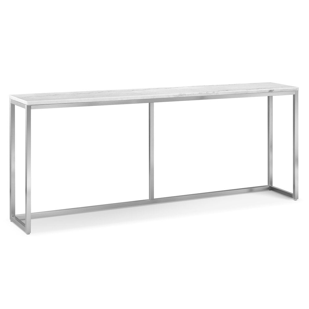 Esme White Marble And Brushed Nickel Rectangular Sofa Table