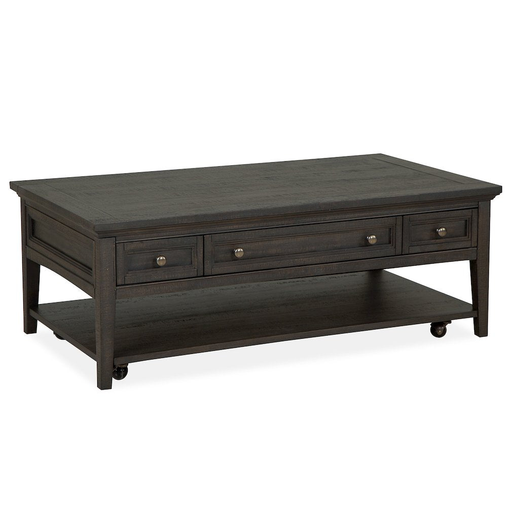 Westley Falls Graphite Rectangular Cocktail Table With Casters