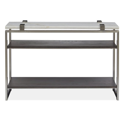 Pearl White And Roasted Almond And Brushed Platinum Rectangular Sofa Table
