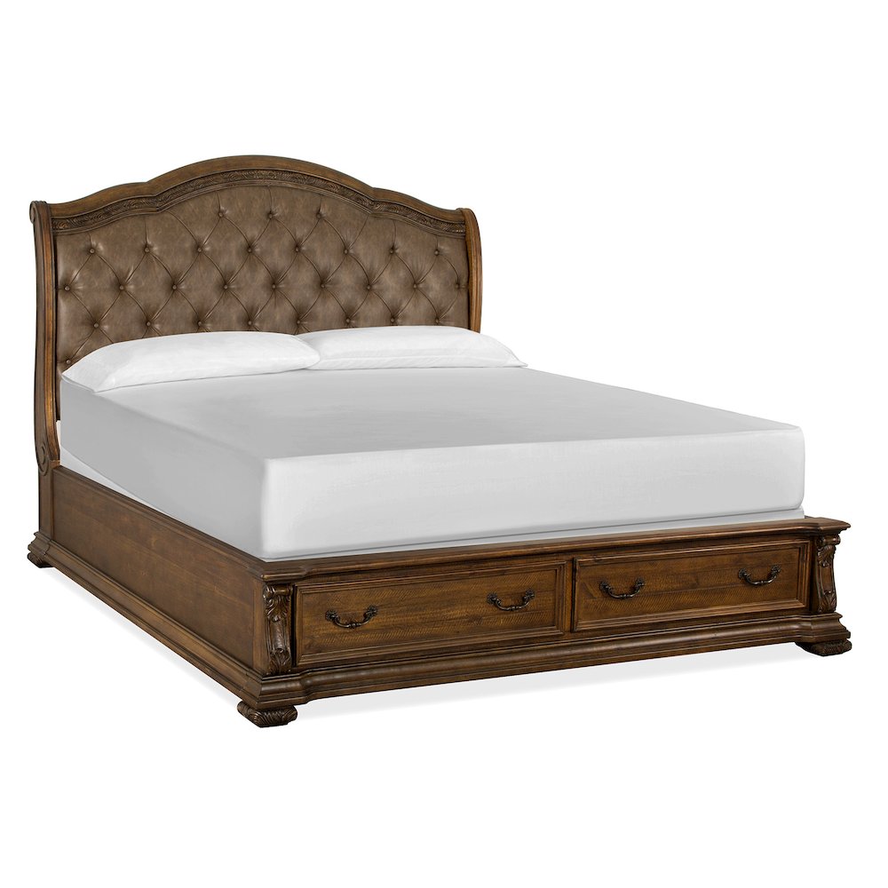 Durango Willadeene Brown Queen Upholstered Sleigh Storage Bed
