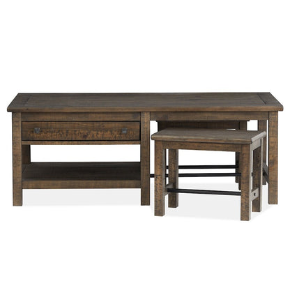 Smithton Homestead Brown Rectangular Cocktail Table With 2 Stools