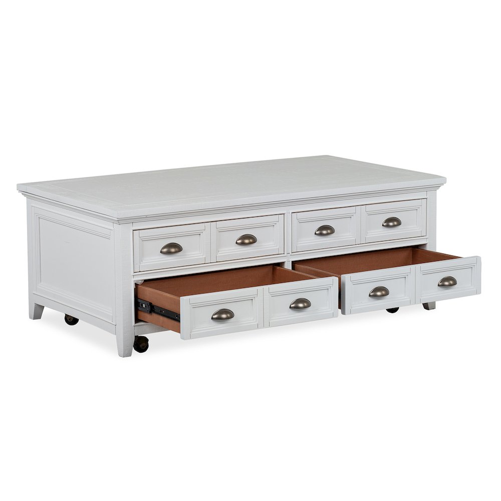 Heron Cove Chalk White Lift Top Storage Cocktail Table With Casters