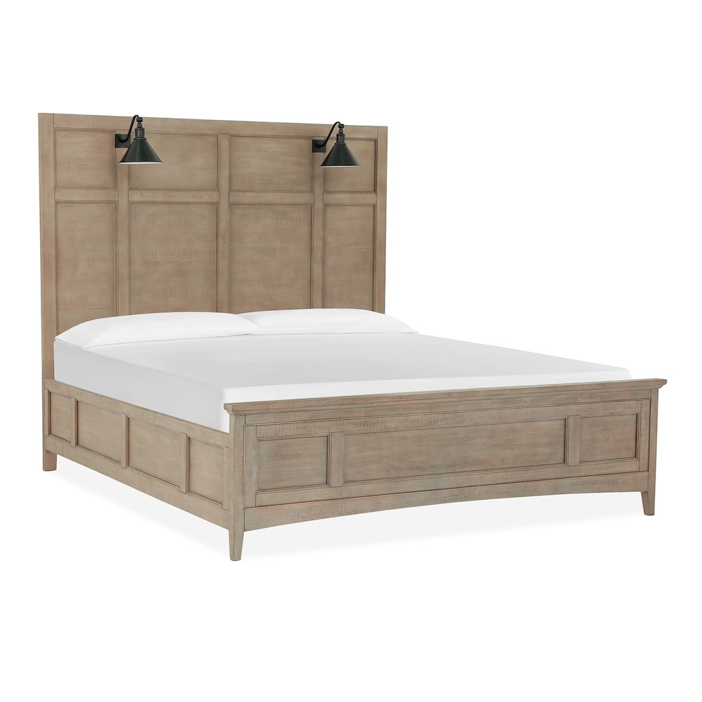 Paxton Place Dovetail Grey California King Lamp Panel Bed