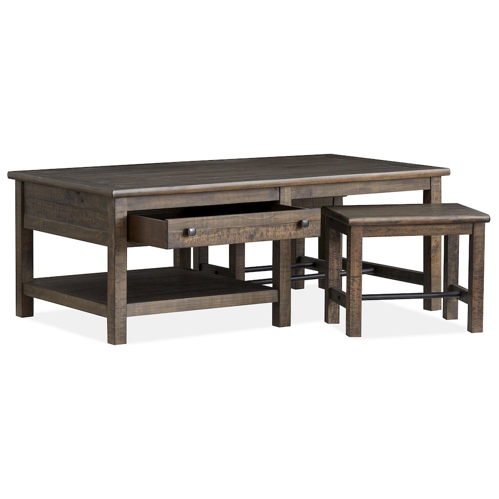 Smithton Homestead Brown Rectangular Cocktail Table With 2 Stools
