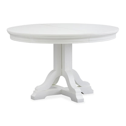 Charleston White Dove White Extendable 48" Round Dining Table