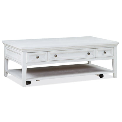 Heron Cove Chalk White Rectangular Cocktail Table With Casters