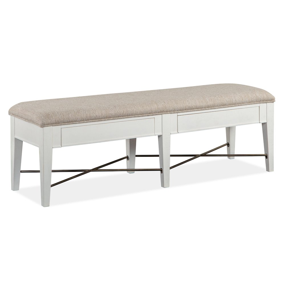Heron Cove Chalk White And Dovetail Grey Upholstered Bench
