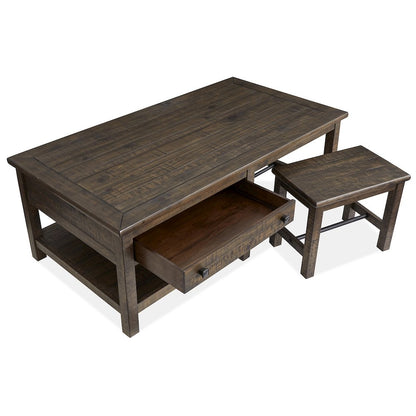 Smithton Homestead Brown Rectangular Cocktail Table With 2 Stools