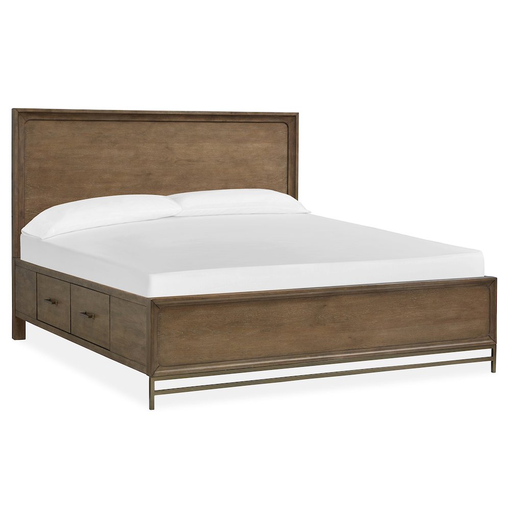 Lindon Belgian Wheat And Coffee Bean Queen Panel Storage Bed
