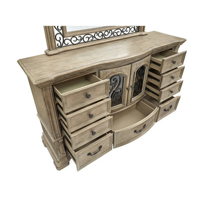 Marisol Fawn Drawer Dresser With Shaped Mirror