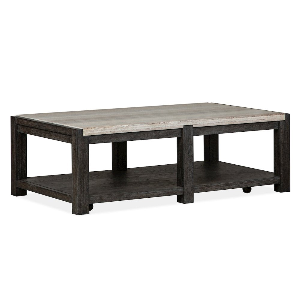 Plum Creek Ravenwood Black Rectangular Cocktail Table With Casters