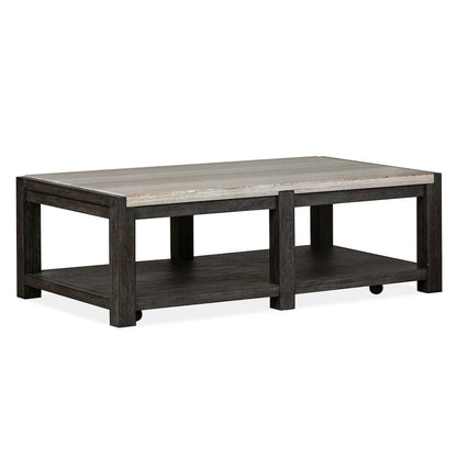 Plum Creek Ravenwood Black Rectangular Cocktail Table With Casters