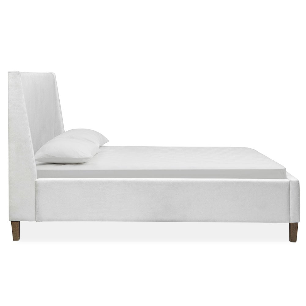 Lindon Belgian Wheat And Coffee Bean Queen White Upholstered Island Bed