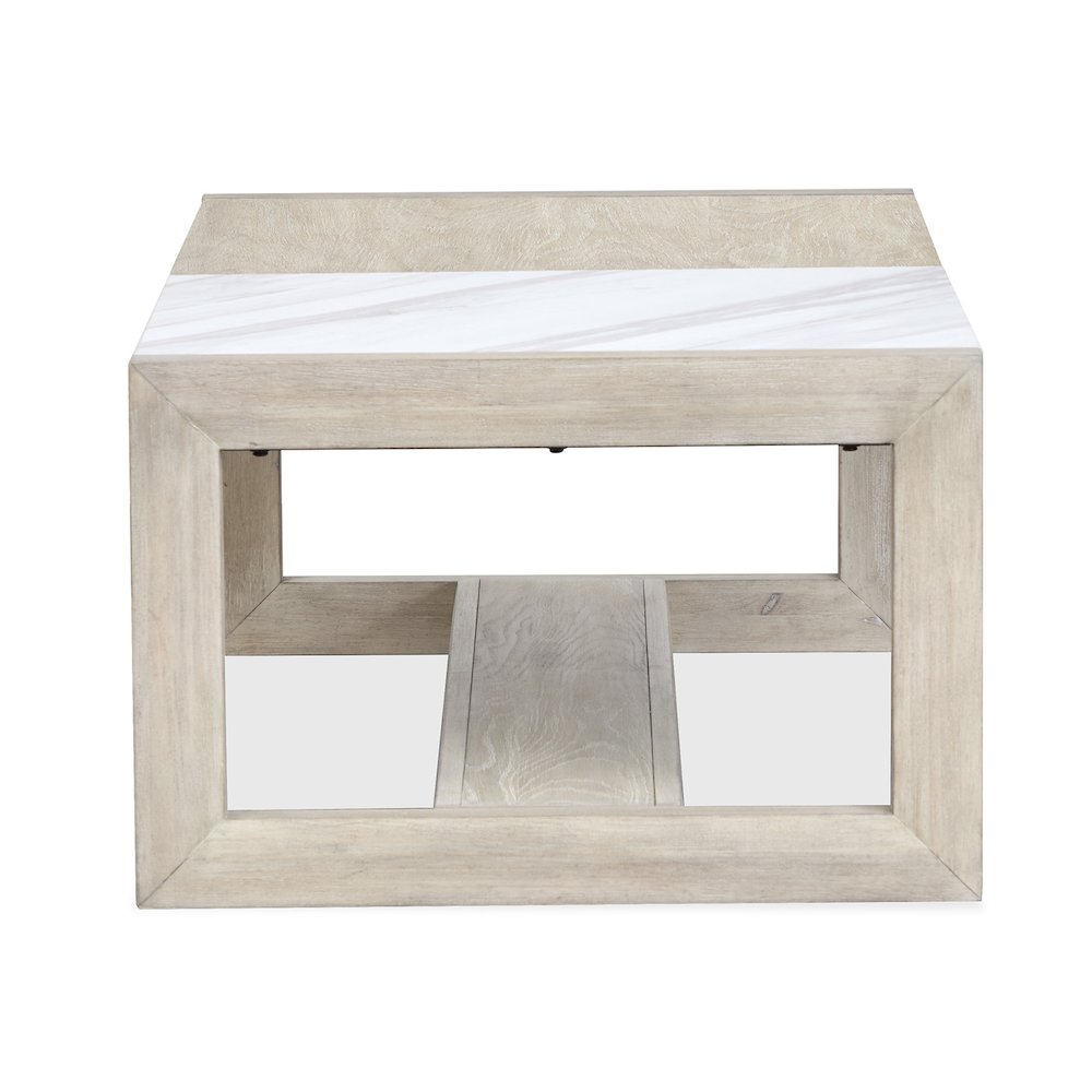 Preston Gallery Buff And Antique Silver Rectangular Cocktail Table