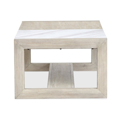 Preston Gallery Buff And Antique Silver Rectangular Cocktail Table