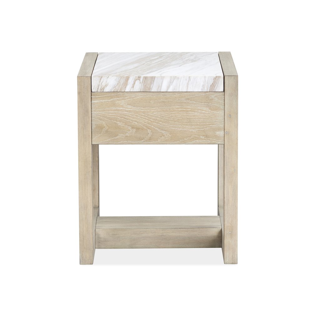 Preston Gallery Buff And Antique Silver Rectangular End Table