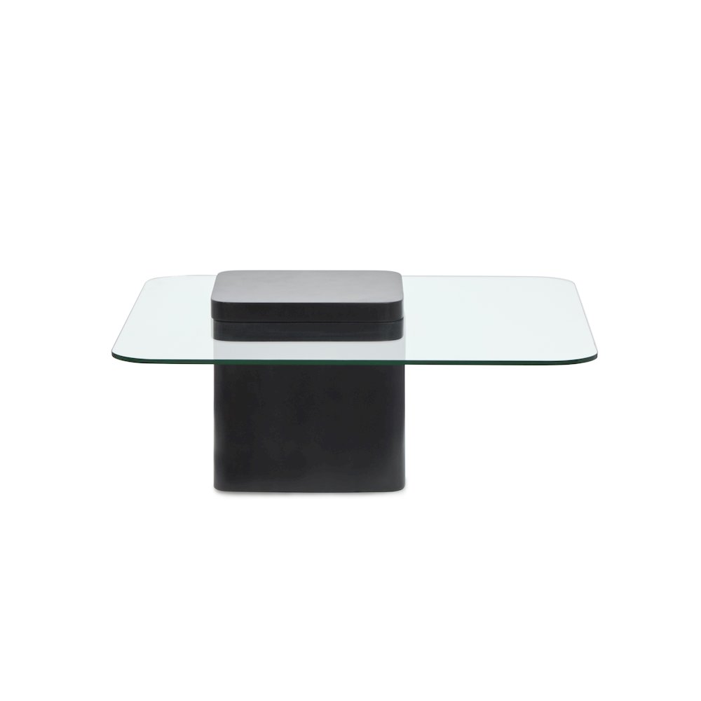 Donora Clear Glass And Obsidian Square Cocktail Table