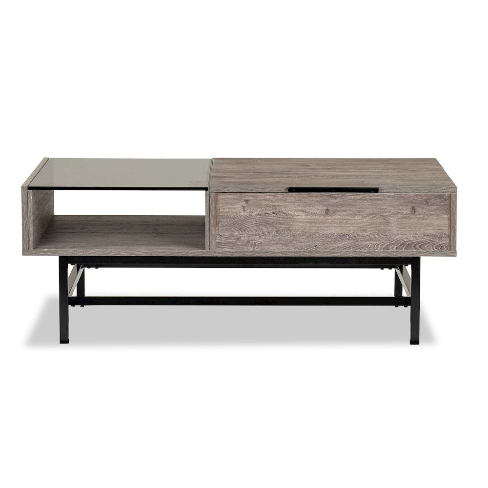 Fenwick Whitetail Brown And Smoke Glass Rectangular Lift Top Cocktail Table