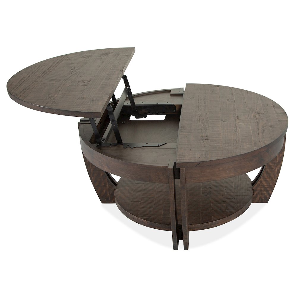 Lyndale Nutmeg Lift Top Storage Cocktail Table With Casters