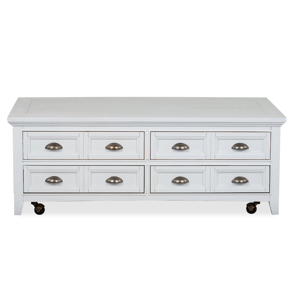 Heron Cove Chalk White Lift Top Storage Cocktail Table With Casters