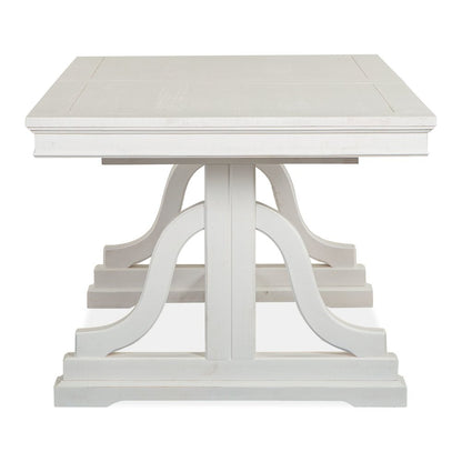 Heron Cove Chalk White And Dovetail Grey Extendable Trestle Dining Table
