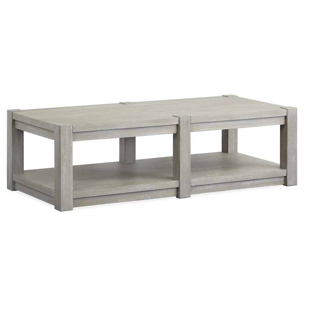 Burgess Calico Grey Rectangular Shelf Cocktail Table With Casters