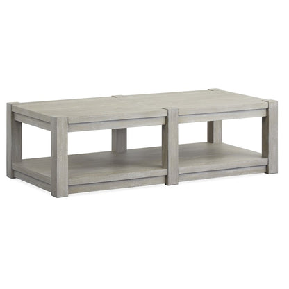 Burgess Calico Grey Rectangular Shelf Cocktail Table With Casters