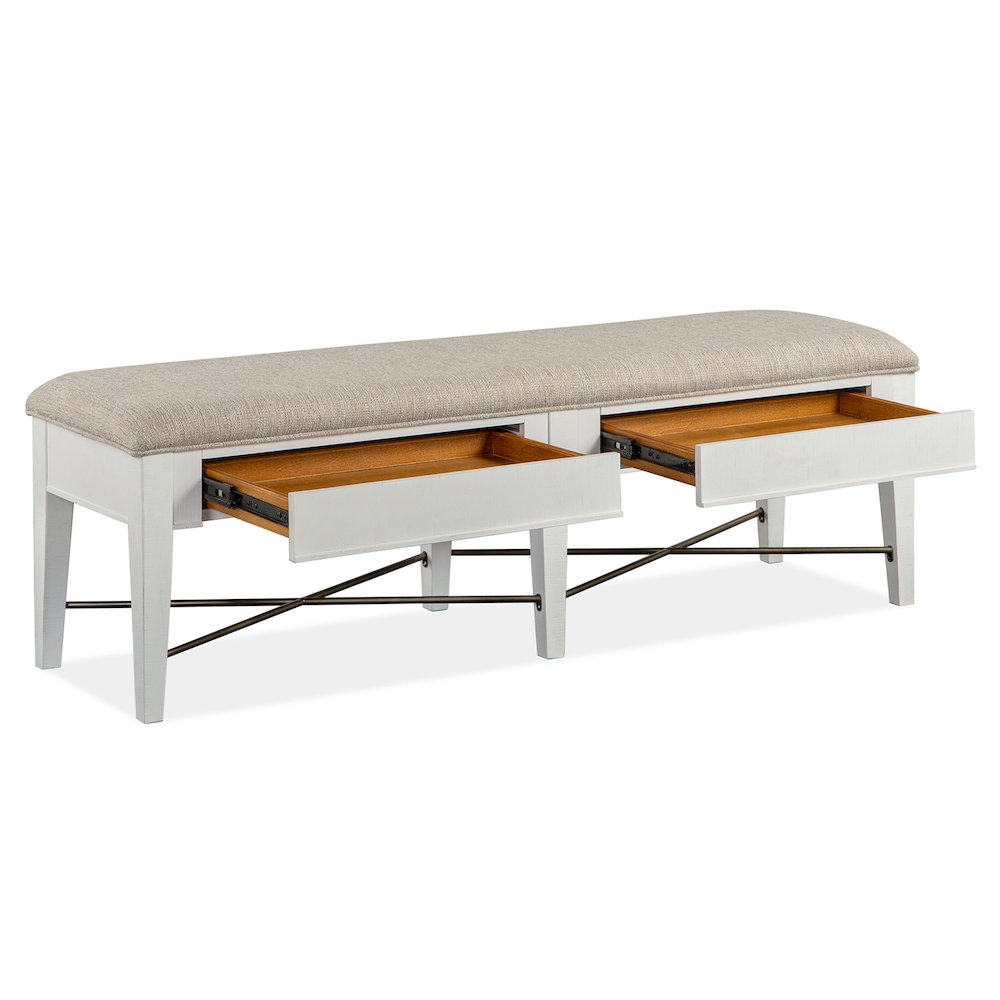 Heron Cove Chalk White And Dovetail Grey Upholstered Bench
