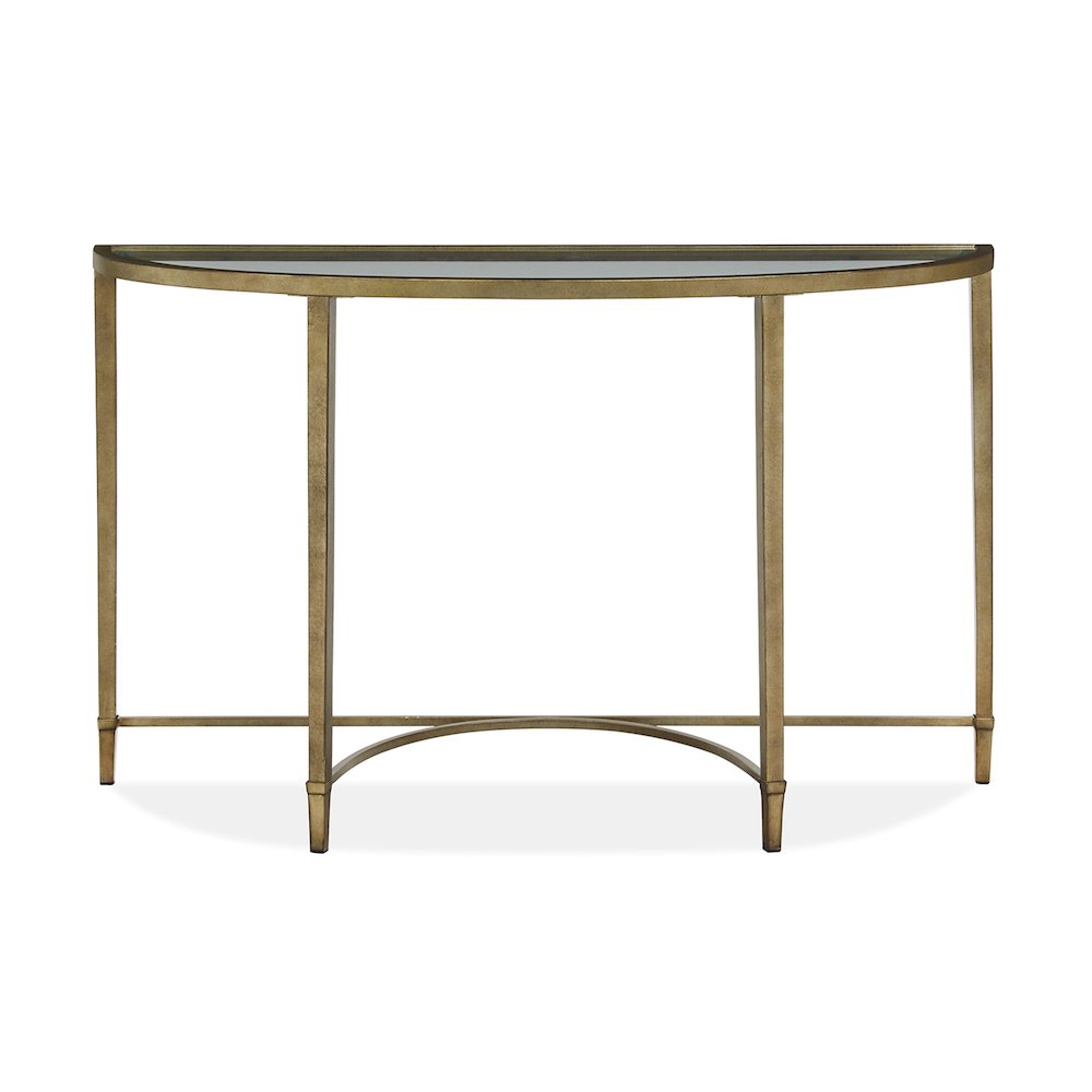 Copia Antiqued Silver With Gold Tint Demilune Sofa Table